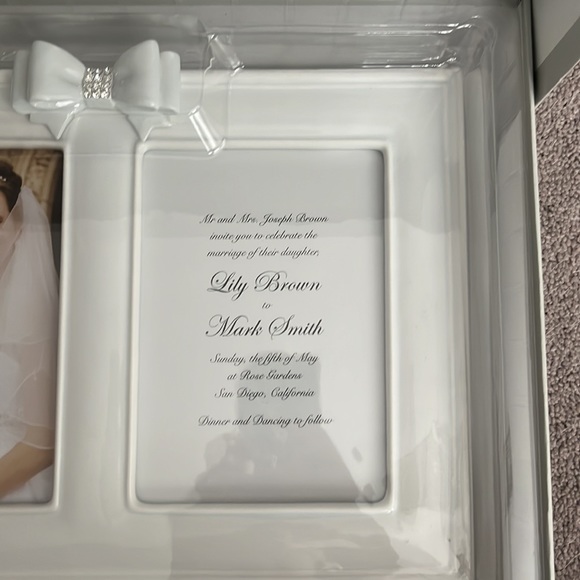 Porcelain Wedding Picture Frame with Resin Bow - Picture 3 of 5